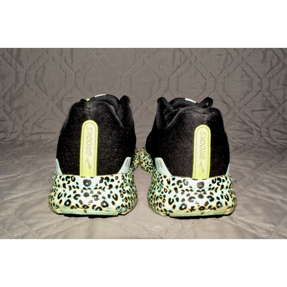 Brooks Launch 8 Womens Size 7 Running Shoes Black Mint Leopard Print Sneakers - Picture 6 of 8